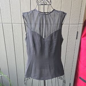 Dana Buchman Black Sheer Fitted Sleeveless Blouse
